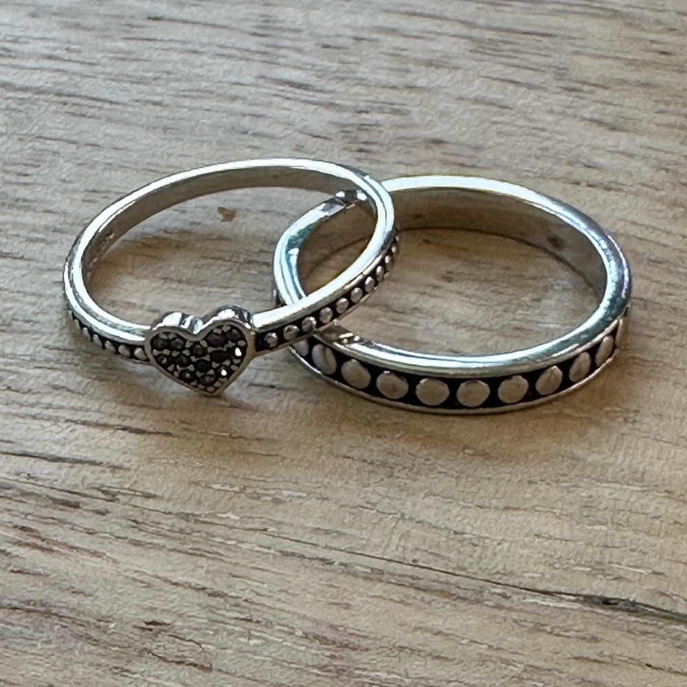 Women’s sterling silver stackable rings, size 7, CZ stones, like new